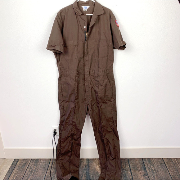 Berco Work Apparel Vintage Brown Work Coveralls Short Sleeve Made in USA 46XT - Picture 1 of 8